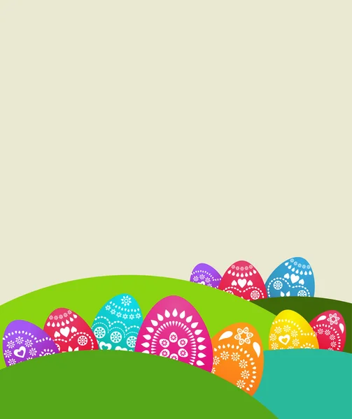 Fondo coloreado con huevos de Pascua — Vector de stock