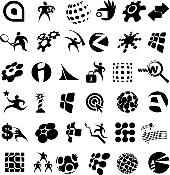Conjunto de iconos y logotipos blanco y negro — Archivo Imágenes Vectoriales
