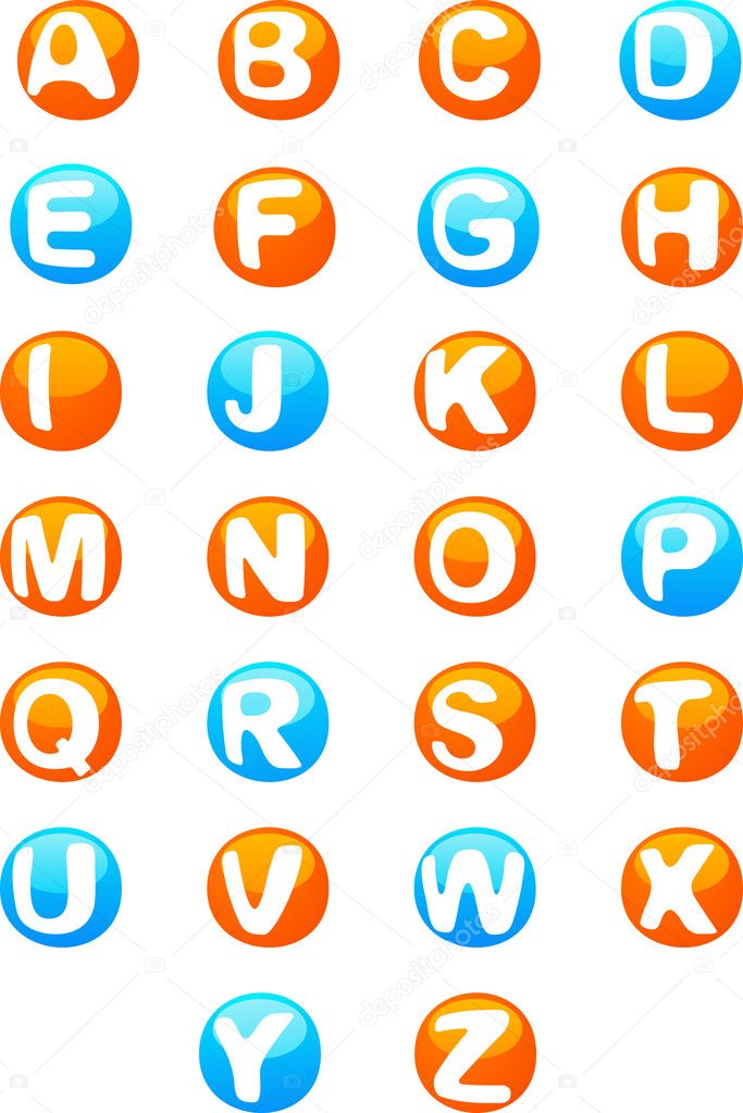 Cute colored 3d alphabet