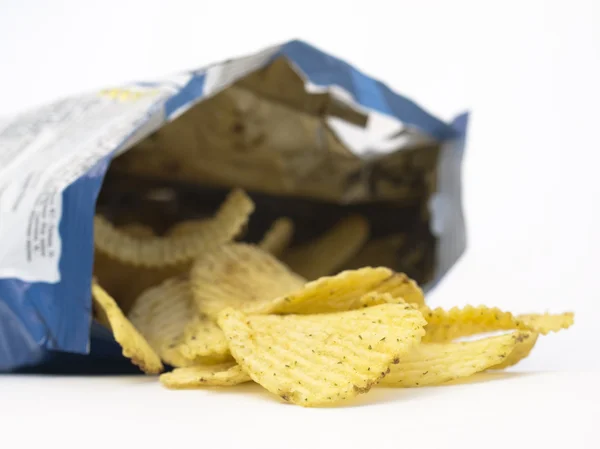 Open bag of potato chips — Stock Photo, Image