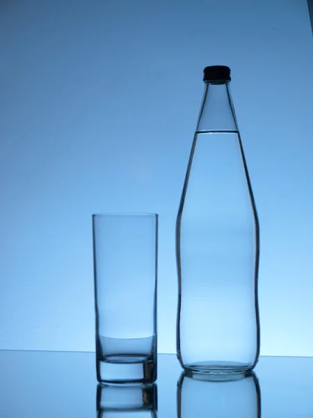 Бутылка и стекло — стоковое фото