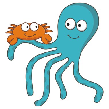 Crab with octopus clipart