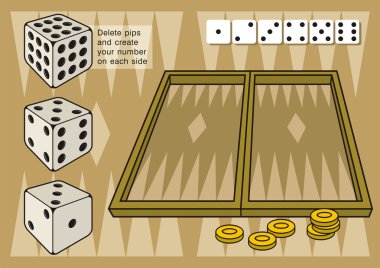 Backgammon with dices clipart