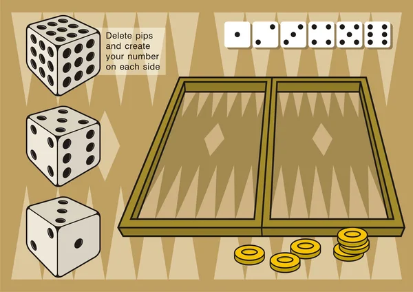 Backgammon mit Würfeln — Stockvektor