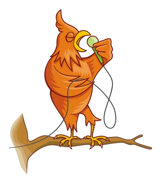 Orange singing canary bird — Stock Vector
