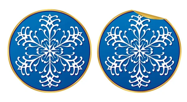 Snowflake round sticker — Stock Vector