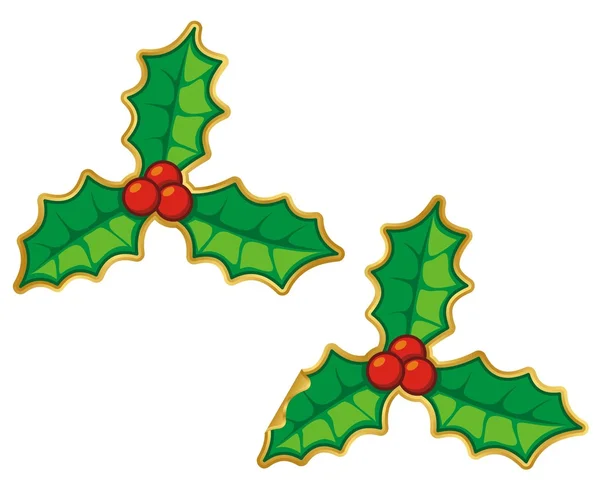 Christmas holly decoration sticker — Stock Vector