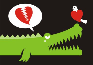 Alligator in love clipart