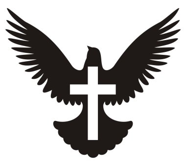 Dove with cross symbol clipart