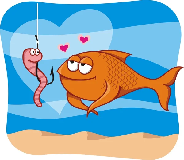 Рыбы и наживки в любви — стоковый вектор
