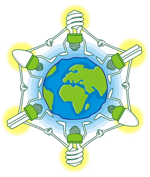 Globe avec ampoules cfl — Image vectorielle