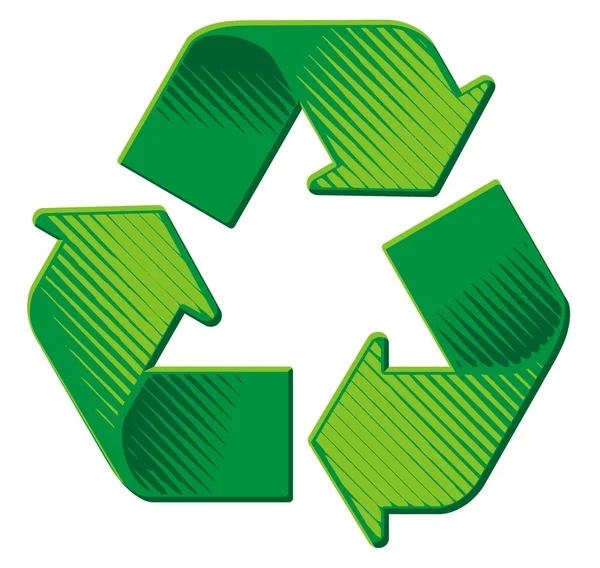 Recycling Symbol grunge woodcut shading — Stock Vector
