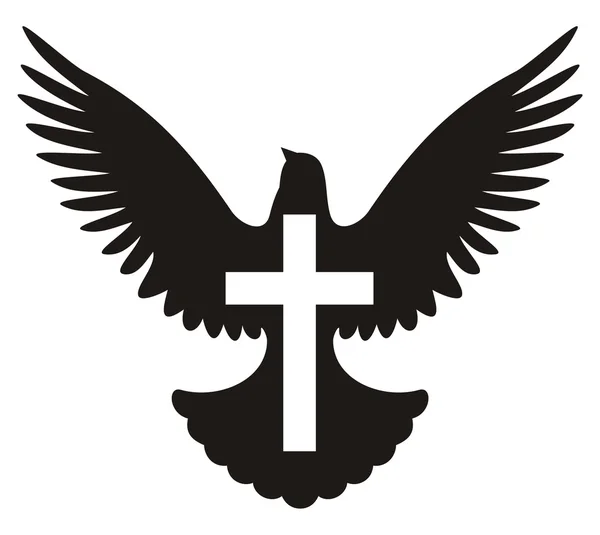 Duif met kruis symbool — Stockvector