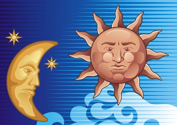 Sun and Moon — Stock Vector