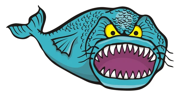Big angry fish — Stock Vector