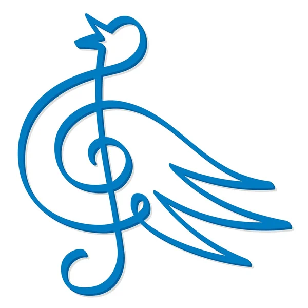 Blauwe vogel muziek — Stockvector