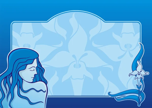 Blue spa girl horizontal — Stock Vector