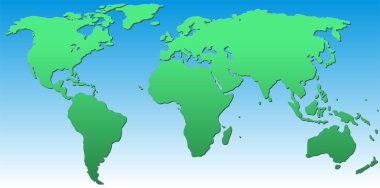 World map gradient green clipart