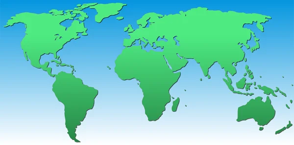 Världen karta lutning grön — Stock vektor