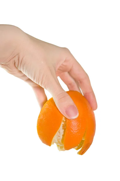 Arancione in mano — Foto Stock