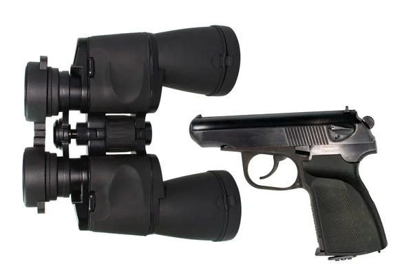 Binocular y pistola neumática — Foto de Stock