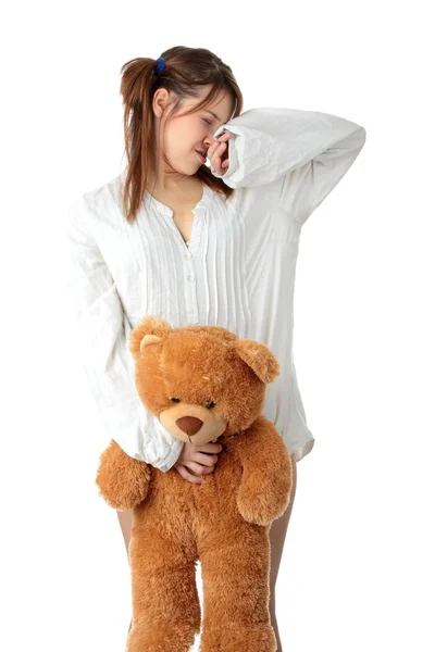 Adolescente com ursinho de pelúcia — Fotografia de Stock