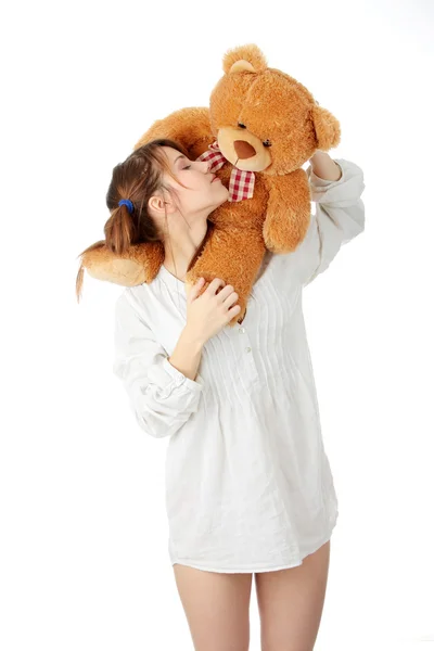 Tiener met teddy bear — Stockfoto
