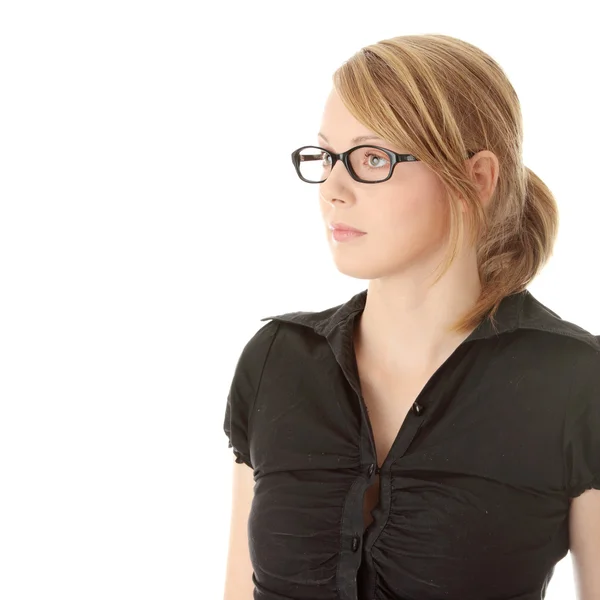Гарненька молода жінка в окулярах — стокове фото
