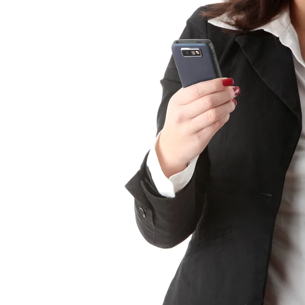 Jeune femme d'affaires utilisant un téléphone portable — Photo