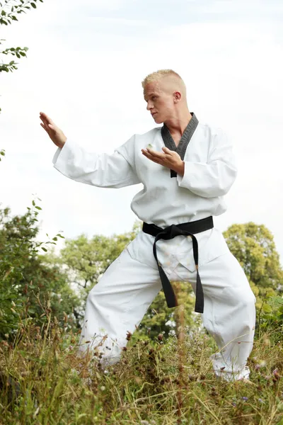 Caça Taekwondo ao ar livre — Fotografia de Stock