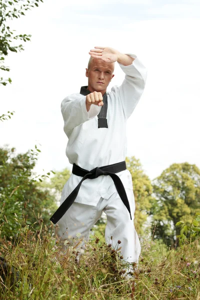 Taekwondo luchador al aire libre — Foto de Stock