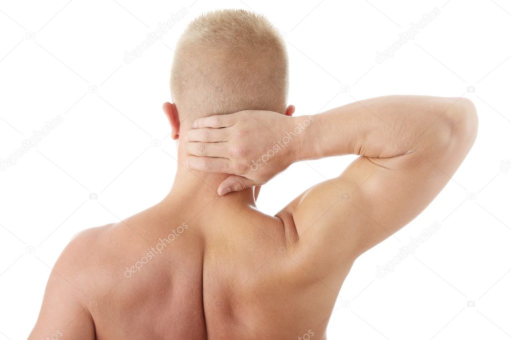 Man holding body like he is sore