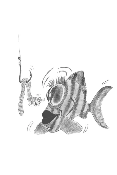 Fiske i karikatyr — Stockfoto