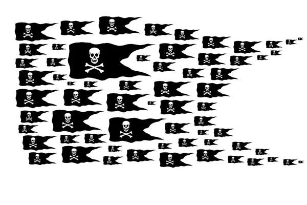 黑色海盗旗 — 图库照片
