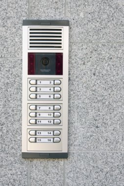 Video intercom in the entry of a house clipart