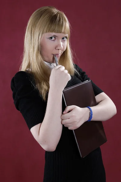 The girl with a folder for documents — Stock Photo, Image