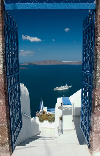 Willkommen auf Santorini Stockfoto