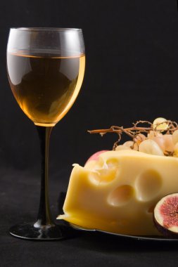 şarap, peynir ve meyve