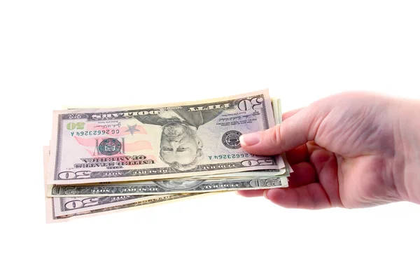 Money in hands isolated — Stock Photo, Image