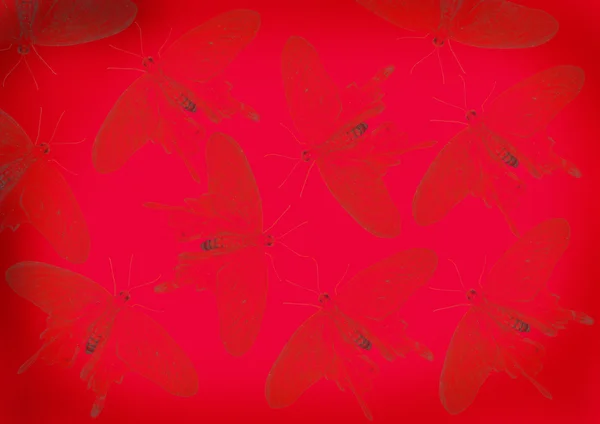 Красный фон с черными бабочками — стоковое фото