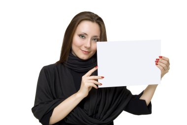 Woman hold paper clipart