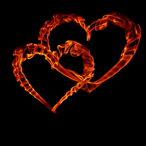 Two fire heart for valentine day — Stock Photo, Image
