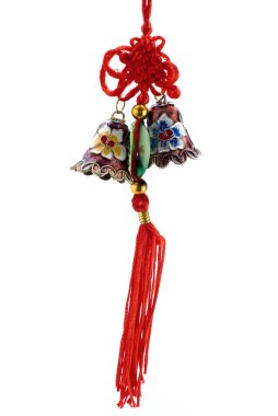 China colored bells with red rope clipart