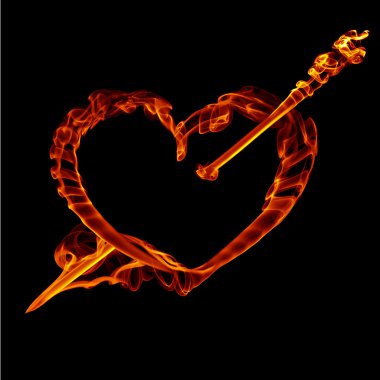 Fire heart with arrow clipart