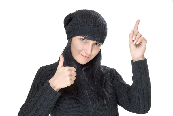 Attractive young woman in cap — Stock Photo, Image
