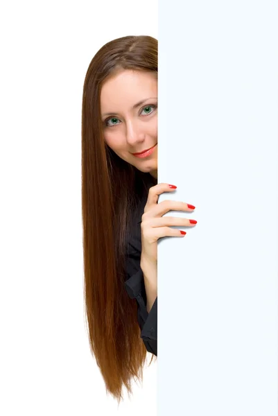 Woman looking to focus — Stock Photo, Image