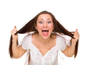 Young woman in hysterics clipart