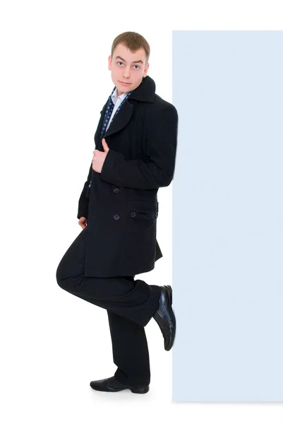 Businessman stand near blank — Stock Photo, Image