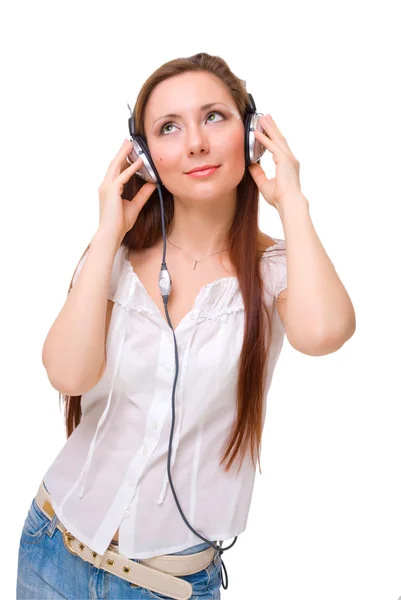 Girl in headphones — Stock Photo, Image