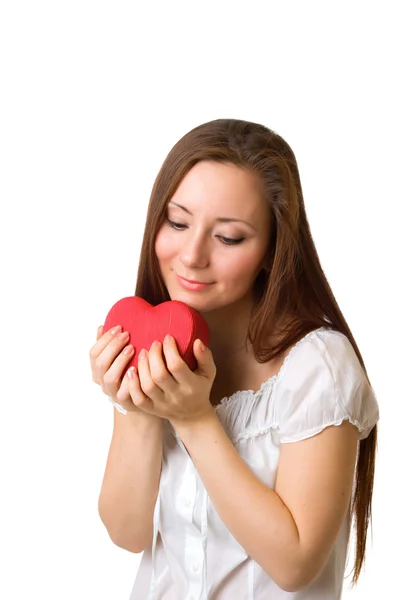 Girl holding a heart — Stock Photo, Image